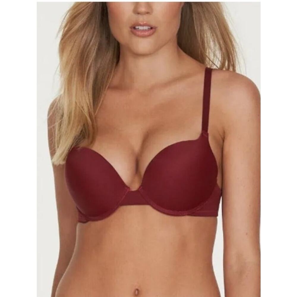 Frederick's of Hollywood Women's Size 32C Maroon Krystal Micro Push Up Bra